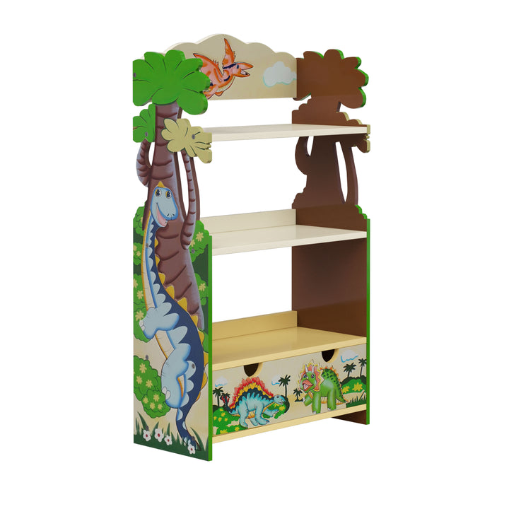 Fantasy Fields Dinosaur Kingdom Bookshelf with Storage Drawer, Multi