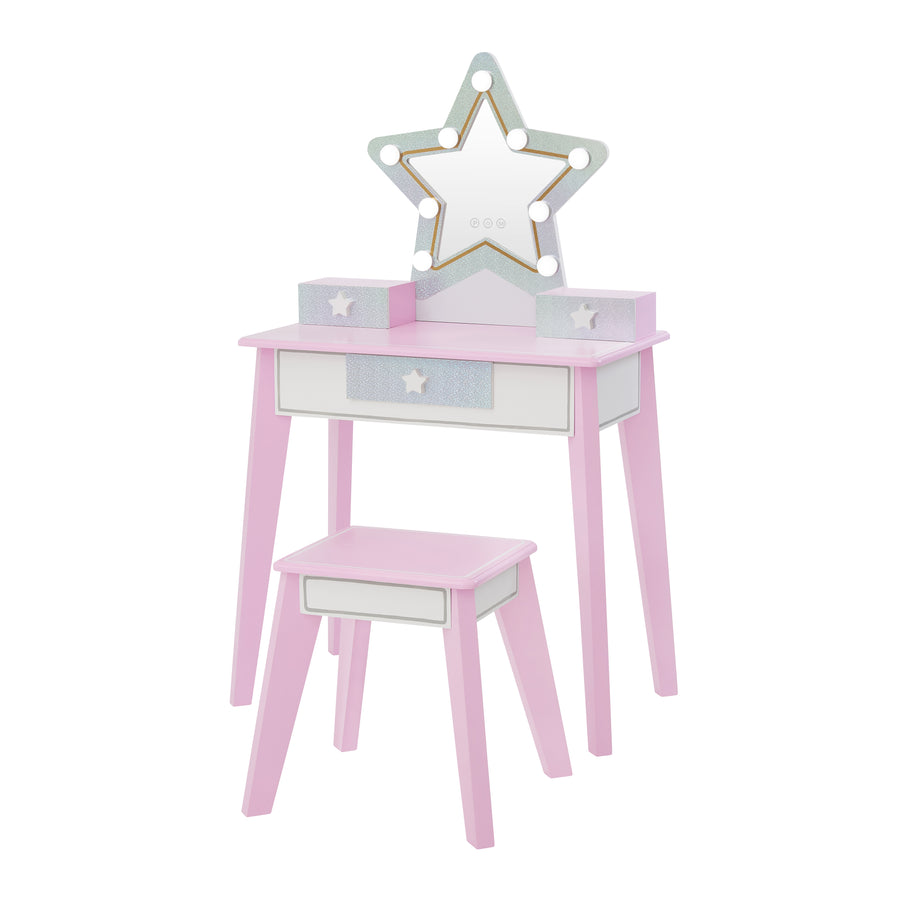 Fantasy Fields By Teamson Kids Princess Frog Vanity Table And Chair Stool Play Set With Drawer And Mirror main image 1