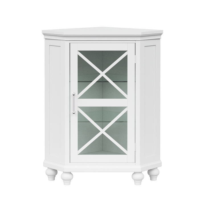 Teamson Home Blue Ridge Freestanding Corner Floor Cabinet, White