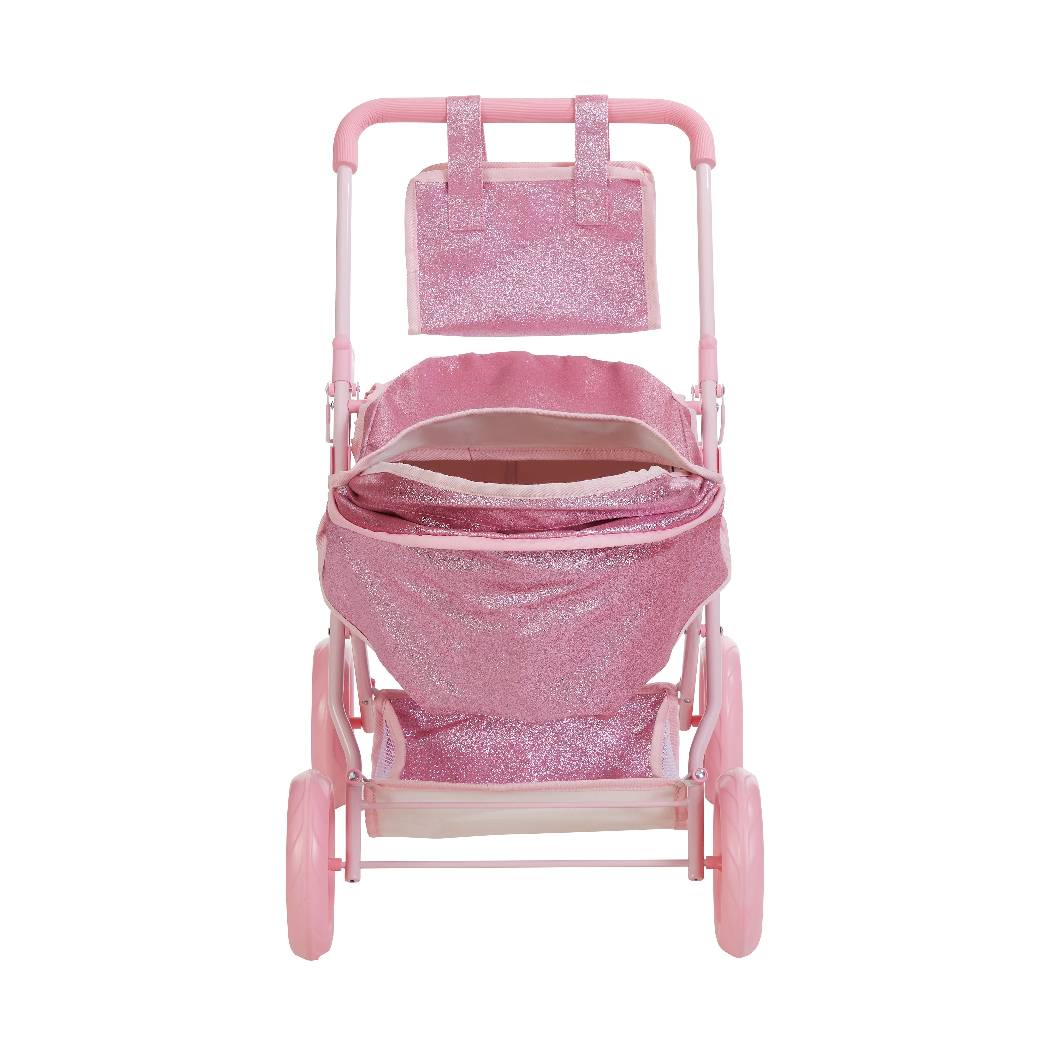 Olivia's Little World Baby Doll Bassinet Pram with Cover, Hot Pink