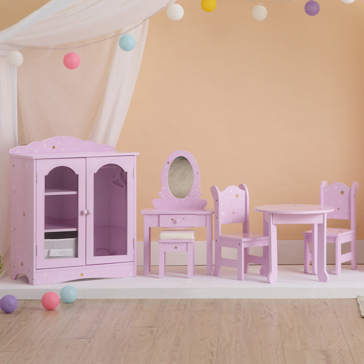 Olivia's Little World Twinkle Stars Princess Fancy Closet with Hangers for 18" Dolls, Pink