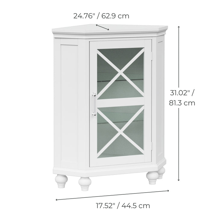 Teamson Home Blue Ridge Freestanding Corner Floor Cabinet, White