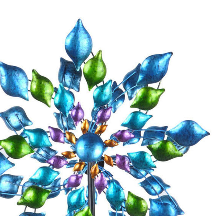 Teamson Home - Outdoor Blue Floral Kinetic Dual Spinner Windmill -FINAL SALE