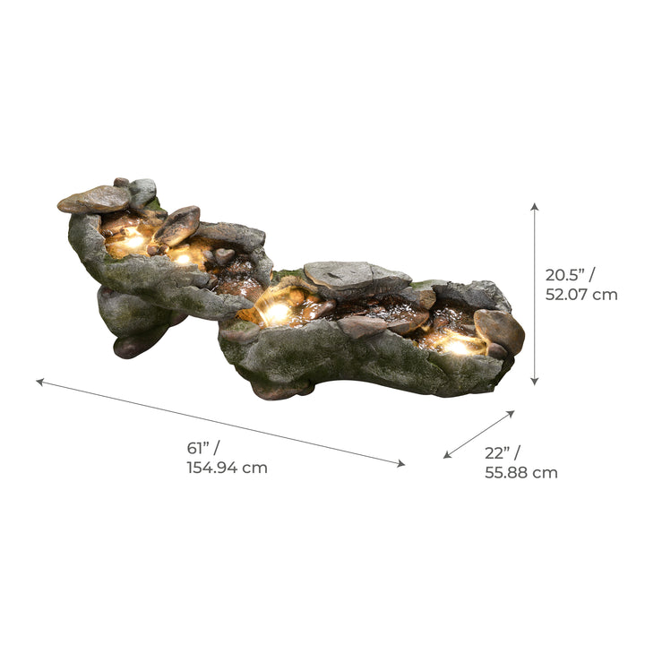 Riverstone Cascade Water Fountain Outdoor with LED Light