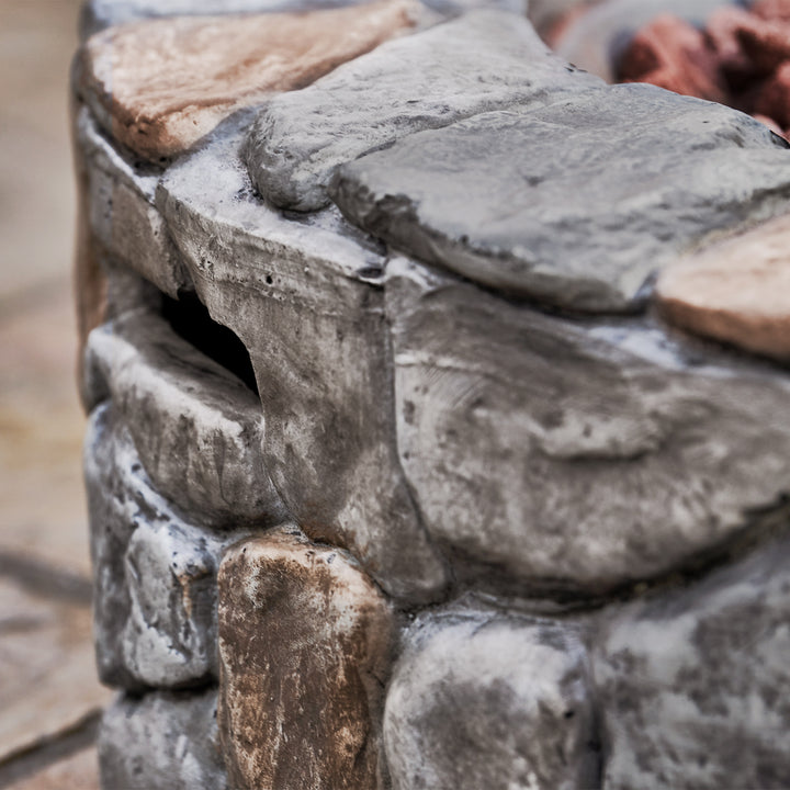 Close-up of the fire pit and its rustic texture