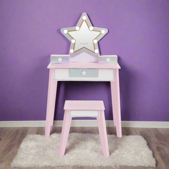 Fantasy Fields By Teamson Kids Princess Frog Vanity Table And Chair Stool Play Set With Drawer And Mirror main image 0