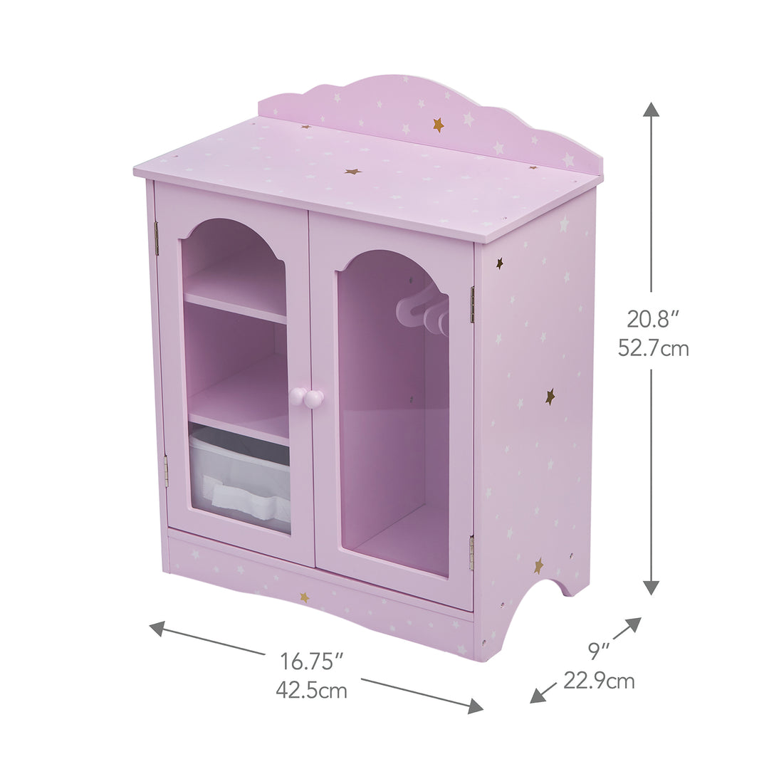 Olivia's Little World Twinkle Stars Princess Fancy Closet with Hangers for 18" Dolls, Pink