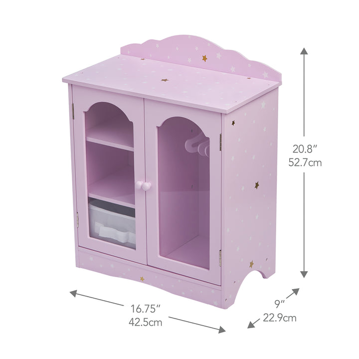 Olivia's Little World Twinkle Stars Princess Fancy Closet with Hangers for 18" Dolls, Pink