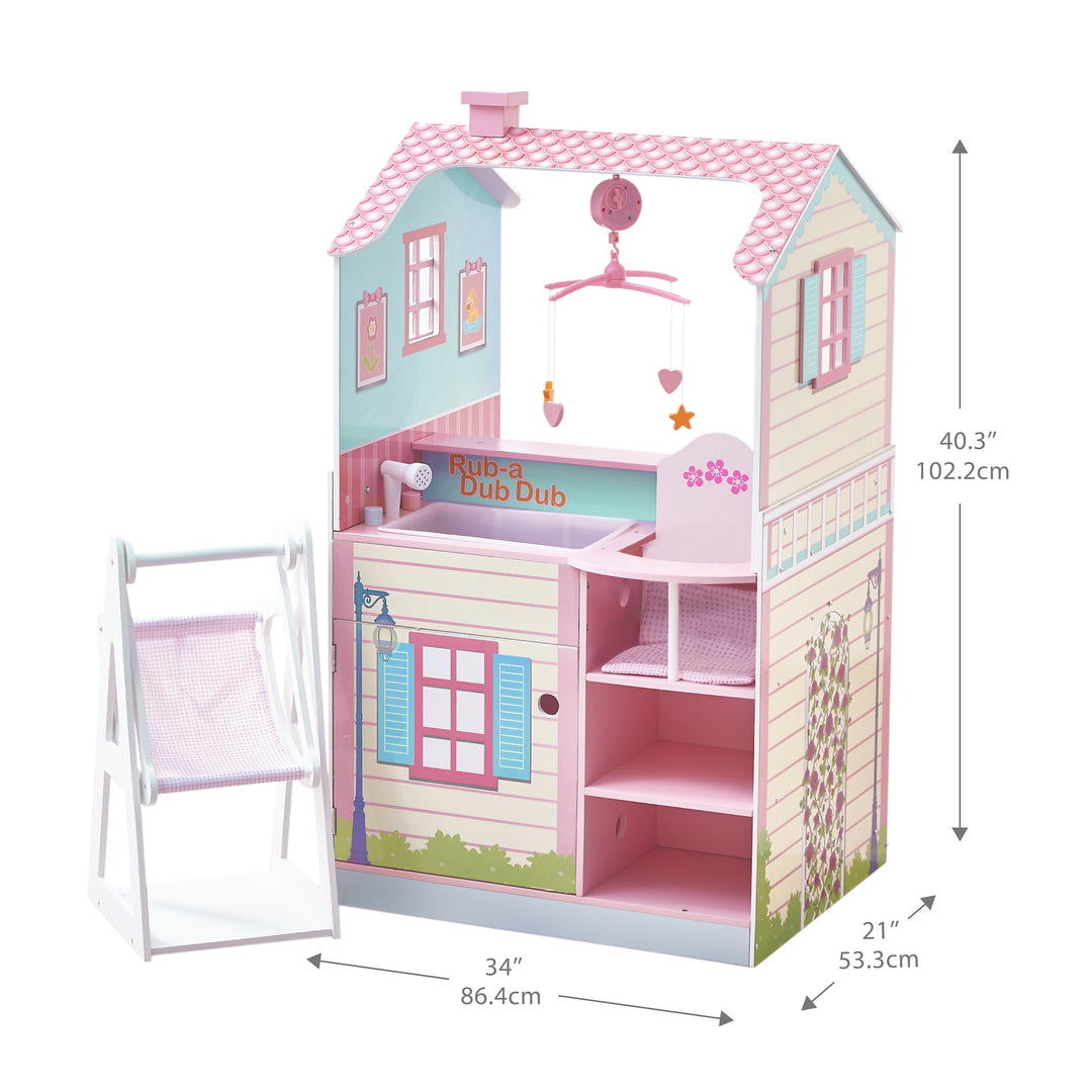 Olivia's Little World Baby Dolls Changing Station Dollshouse with Storage, Multi