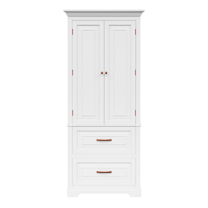 Teamson Home St. James Two-Door, Two Drawer Linen Tower, White