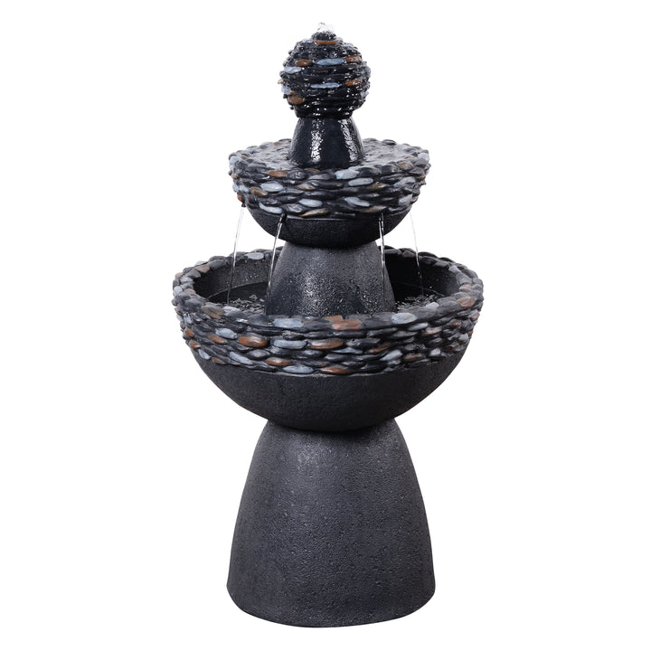 Teamson Home 3-Tier Zen-Style Outdoor Water Fountain with Realistic Stone Finish