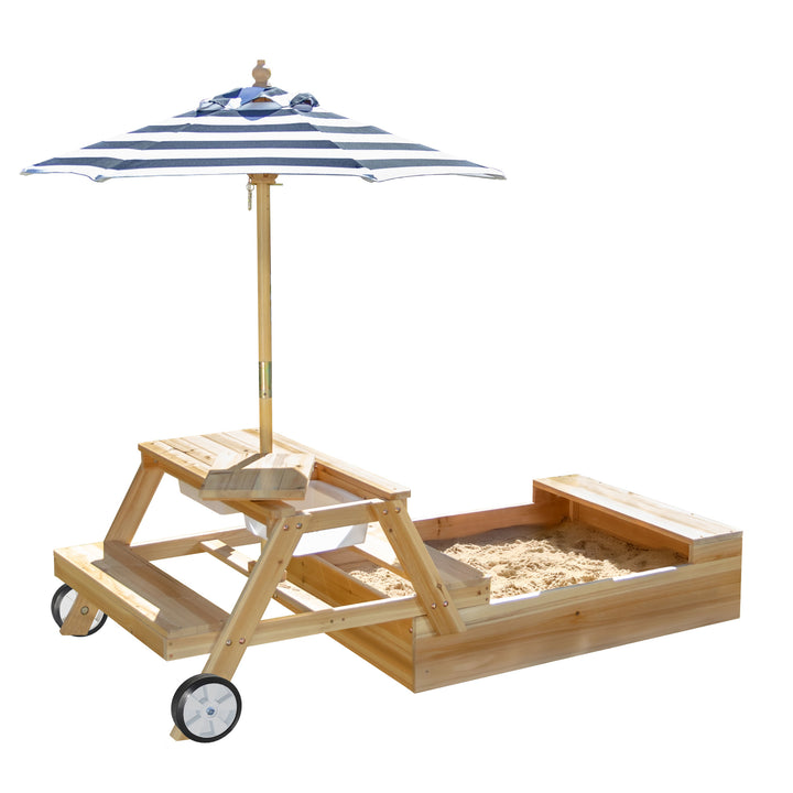 Teamson Kids Sorrento Outdoor 2-in-1 Wooden Picnic Table + Sandbox