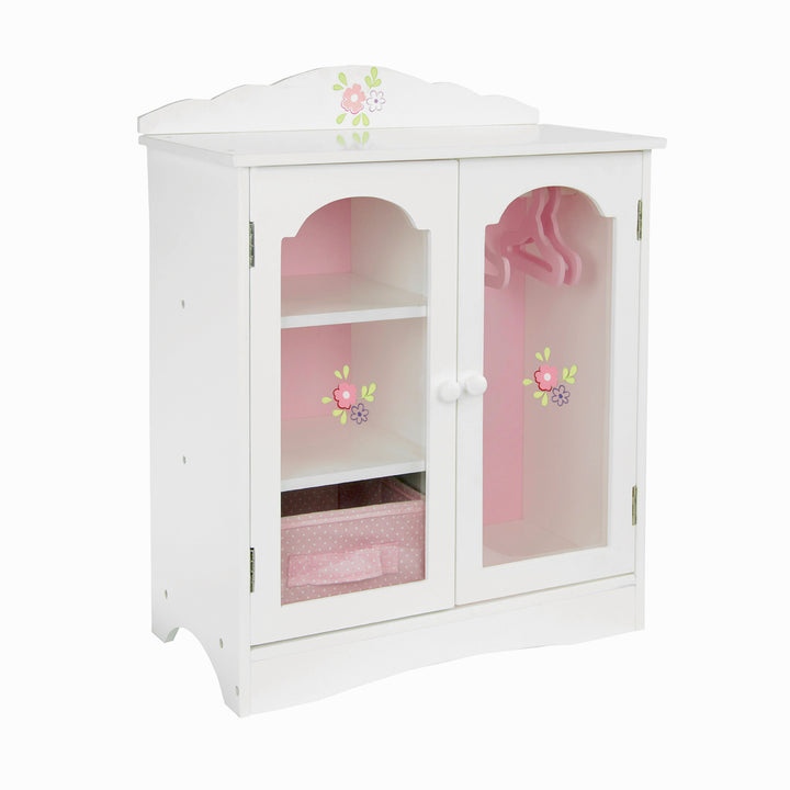 Olivia's Little World Little Princess Toy Closet with Hangers for 18" Dolls, Gray/Pink