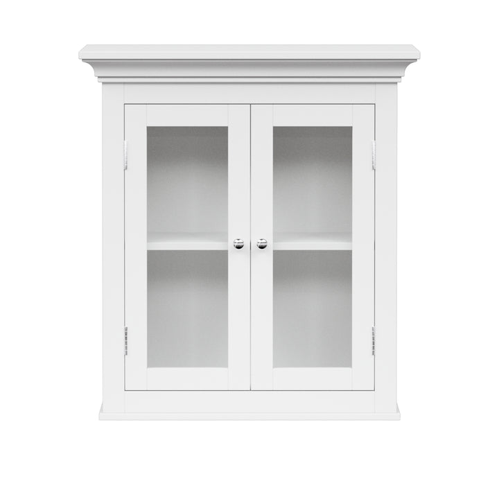 Teamson Home Madison Removable Two-Door Wall Cabinet with Glass Panels, White