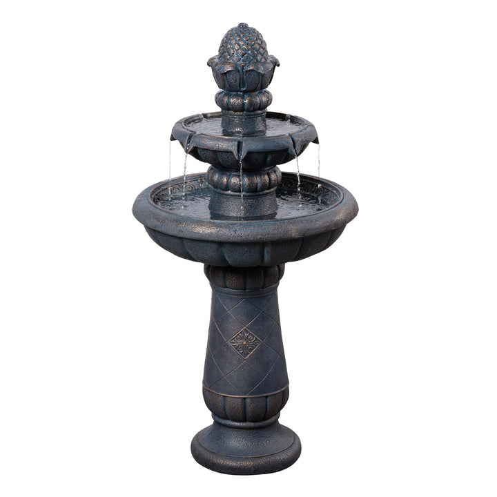2-Tier Birdbath Water Fountain Outdoor Garden with Shallow Basin