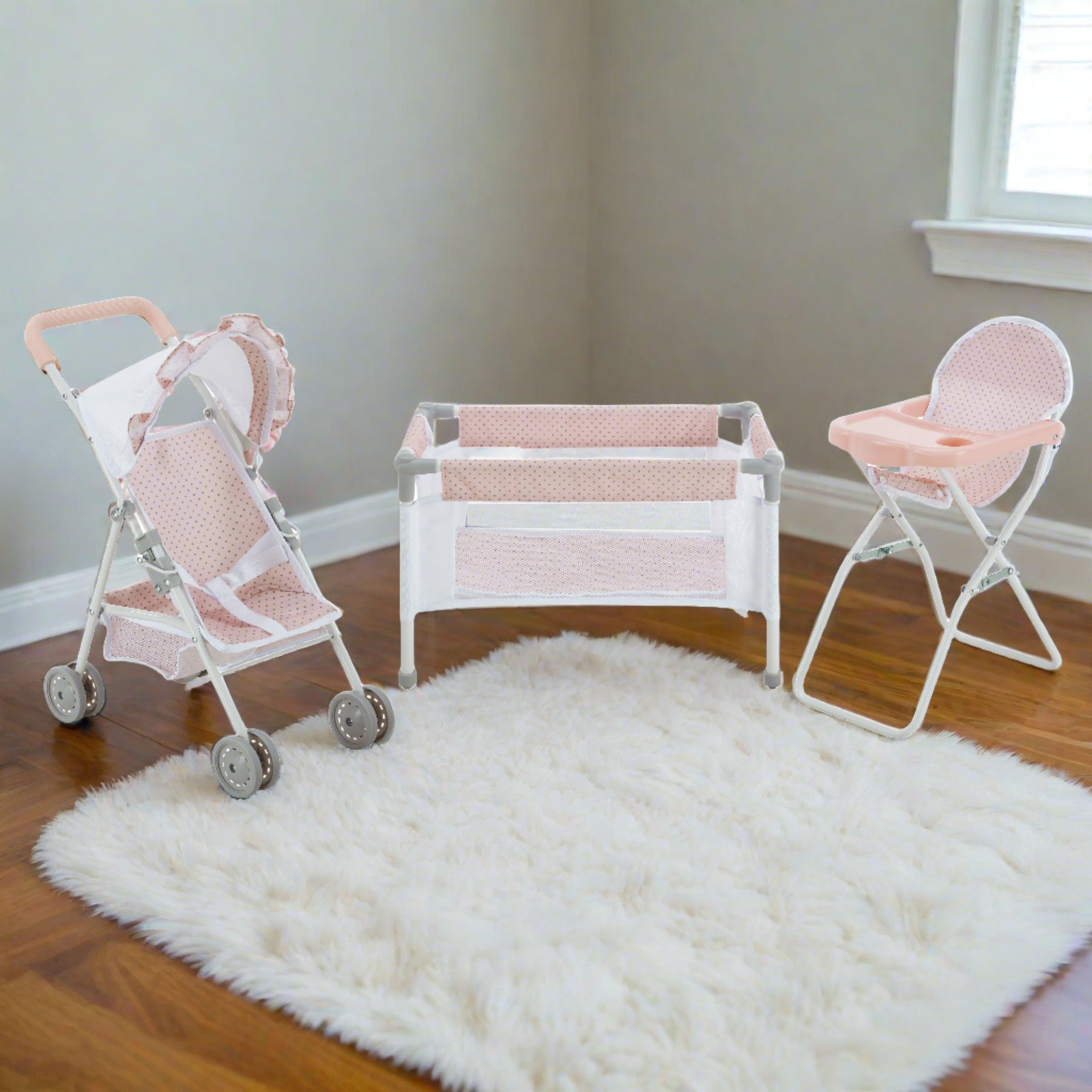 Olivia's Little World Polka Dot Princess Baby Doll 3pc Nursery Set, Pink & Gray Olivia's Little World Polka Dot Princess Baby Doll 3pc Nursery Set, Pink & Gray