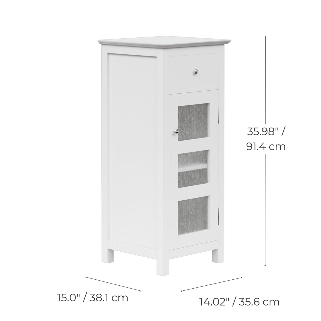 Teamson Home Connor Floor Cabinet with Adjustable Shelf and Storage Drawer, White