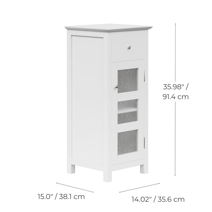 Teamson Home Connor Floor Cabinet with Adjustable Shelf and Storage Drawer, White