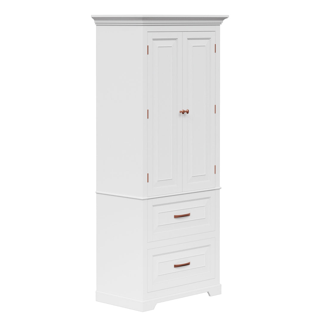 Teamson Home St. James Two-Door, Two Drawer Linen Tower, White