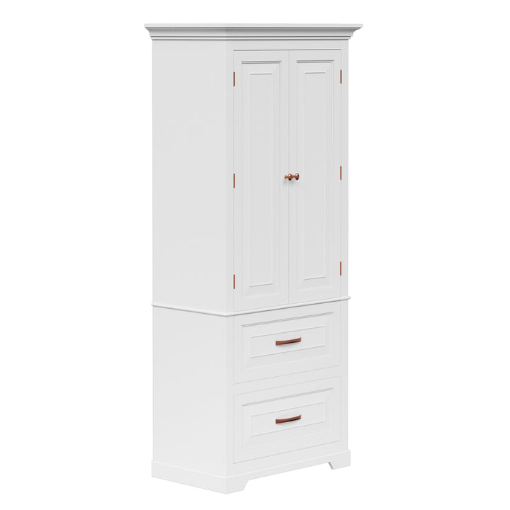 Teamson Home St. James Two-Door, Two Drawer Linen Tower, White