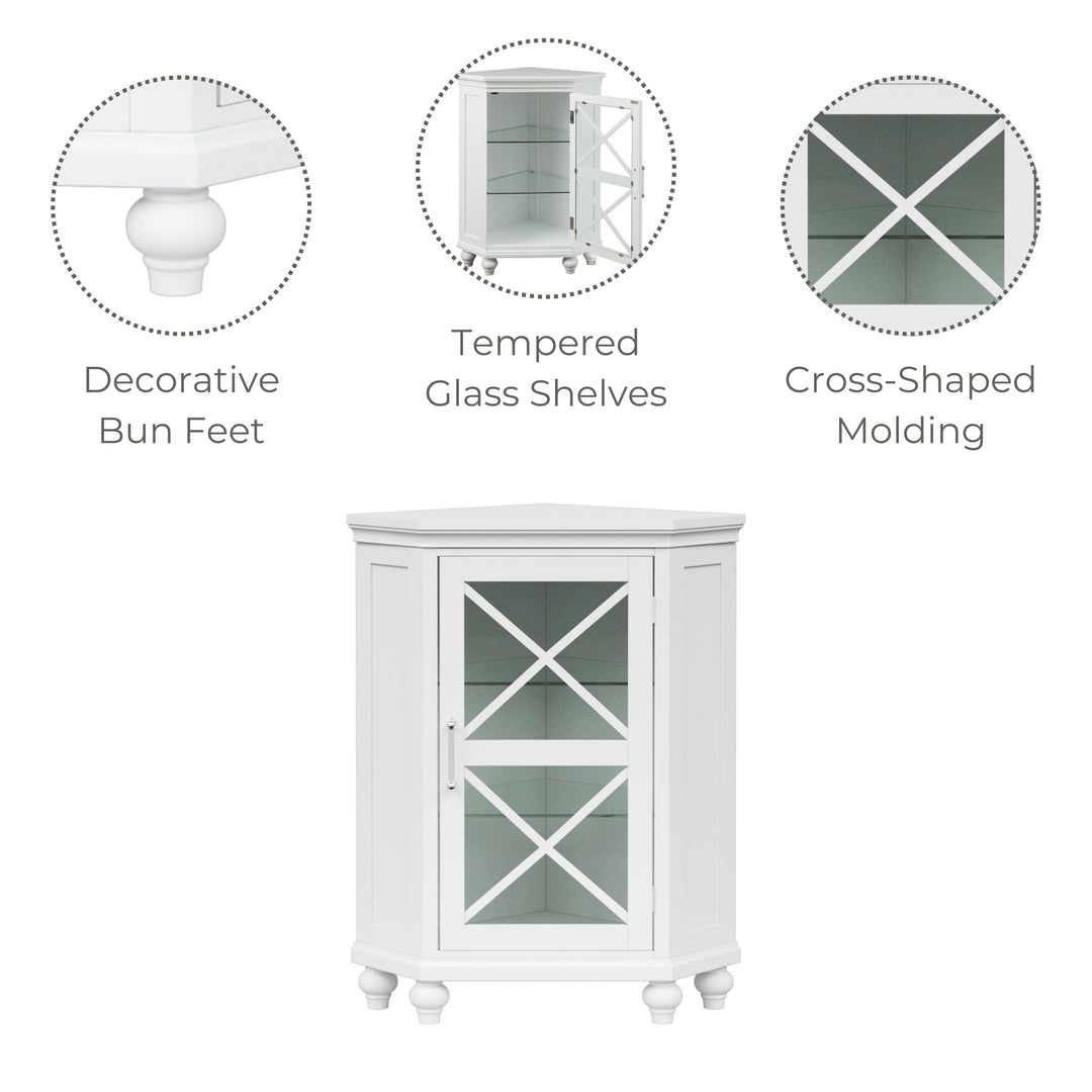 Teamson Home Blue Ridge Freestanding Corner Floor Cabinet, White