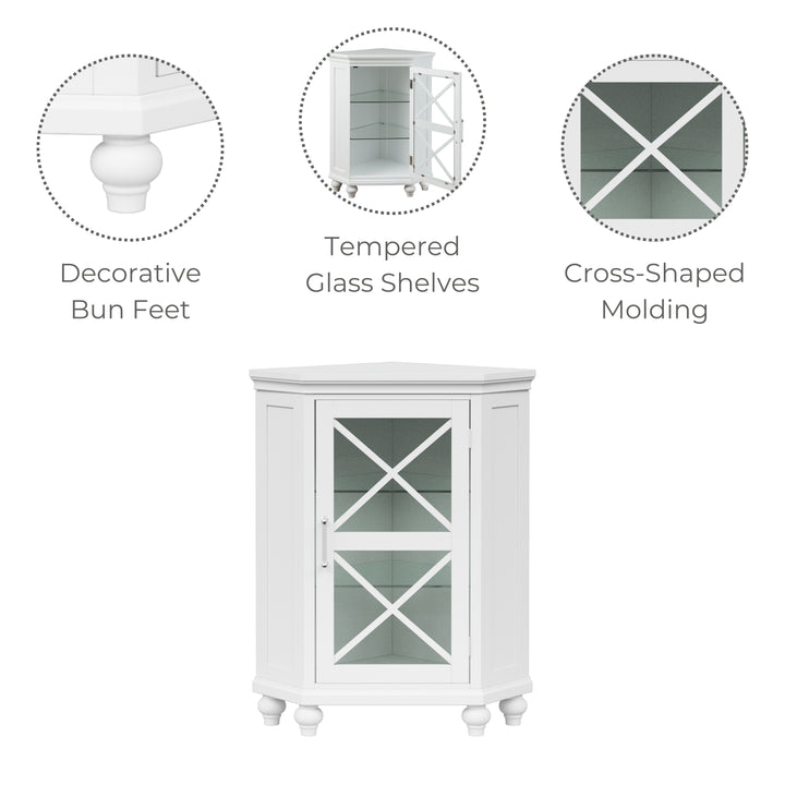 Teamson Home Blue Ridge Freestanding Corner Floor Cabinet, White