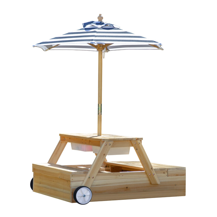 Teamson Kids Sorrento Outdoor 2-in-1 Wooden Picnic Table + Sandbox