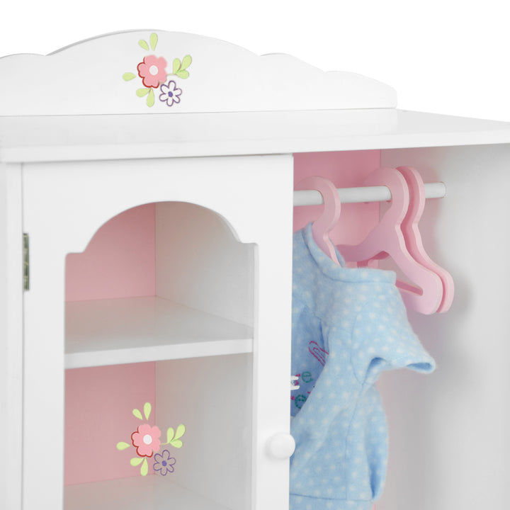 Olivia's Little World Little Princess Toy Closet with Hangers for 18" Dolls, Gray/Pink