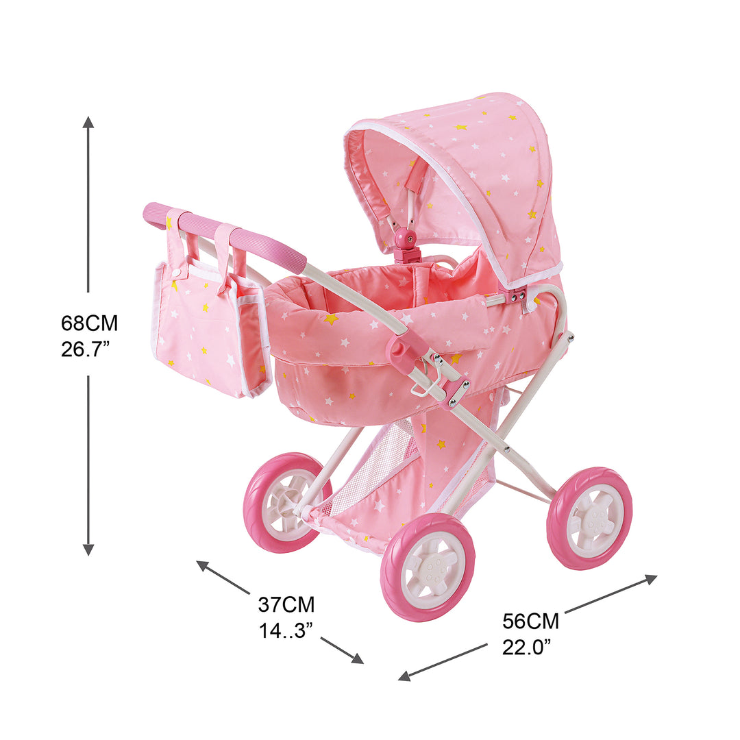 Olivia’s Little World Wishing Stars Deluxe 2-in-1 Baby Doll Stroller, Pink