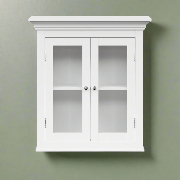 Teamson Home Madison Removable Two-Door Wall Cabinet with Glass Panels, White