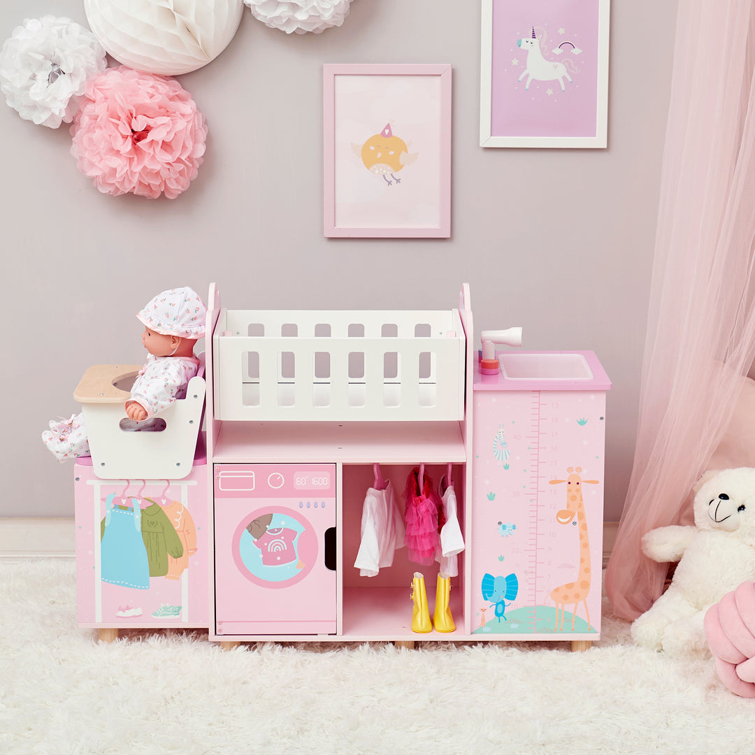 Olivia's Little World Amanda 6-in-1 Baby Doll Nursery Station, Pink