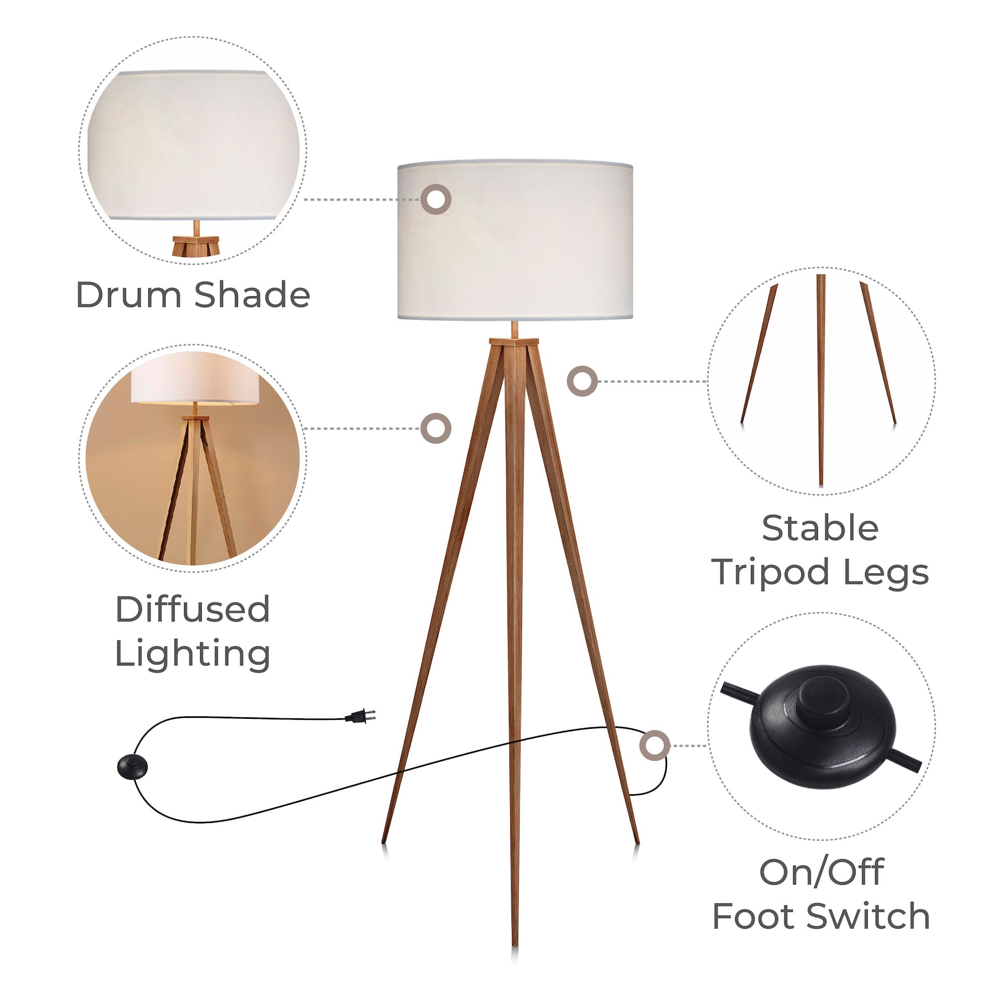Tripod floor lamp with hidden cord new arrivals