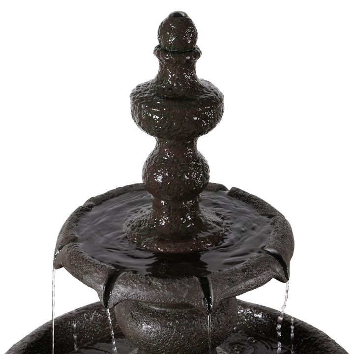 2-Tier Classic Pedestal Outdoor Water Fountain with Shallow Basin