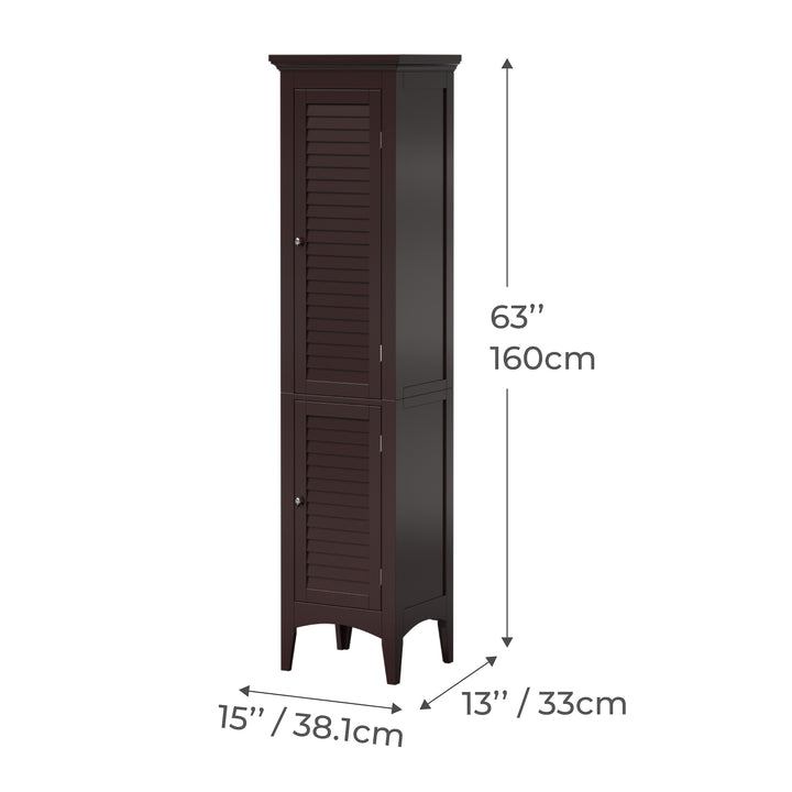 Teamson Home Glancy Wooden Tall Tower Cabinet with Storage, Dark Brown- FINAL SALE