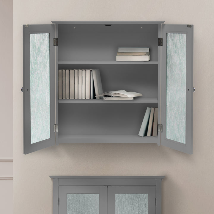 Teamson Home Connor Removable Two-Door Wall Cabinet, Grey