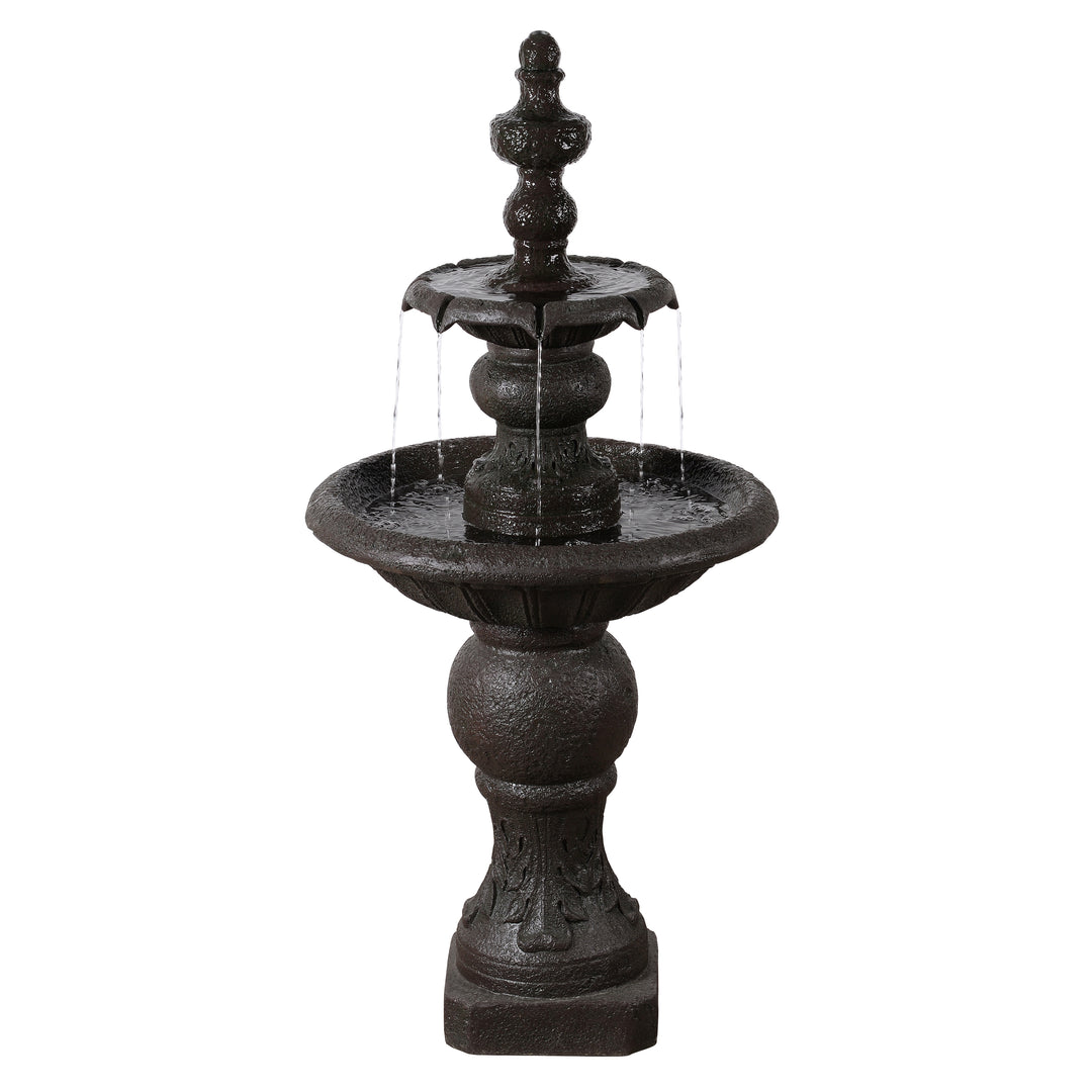 2-Tier Classic Pedestal Outdoor Water Fountain with Shallow Basin