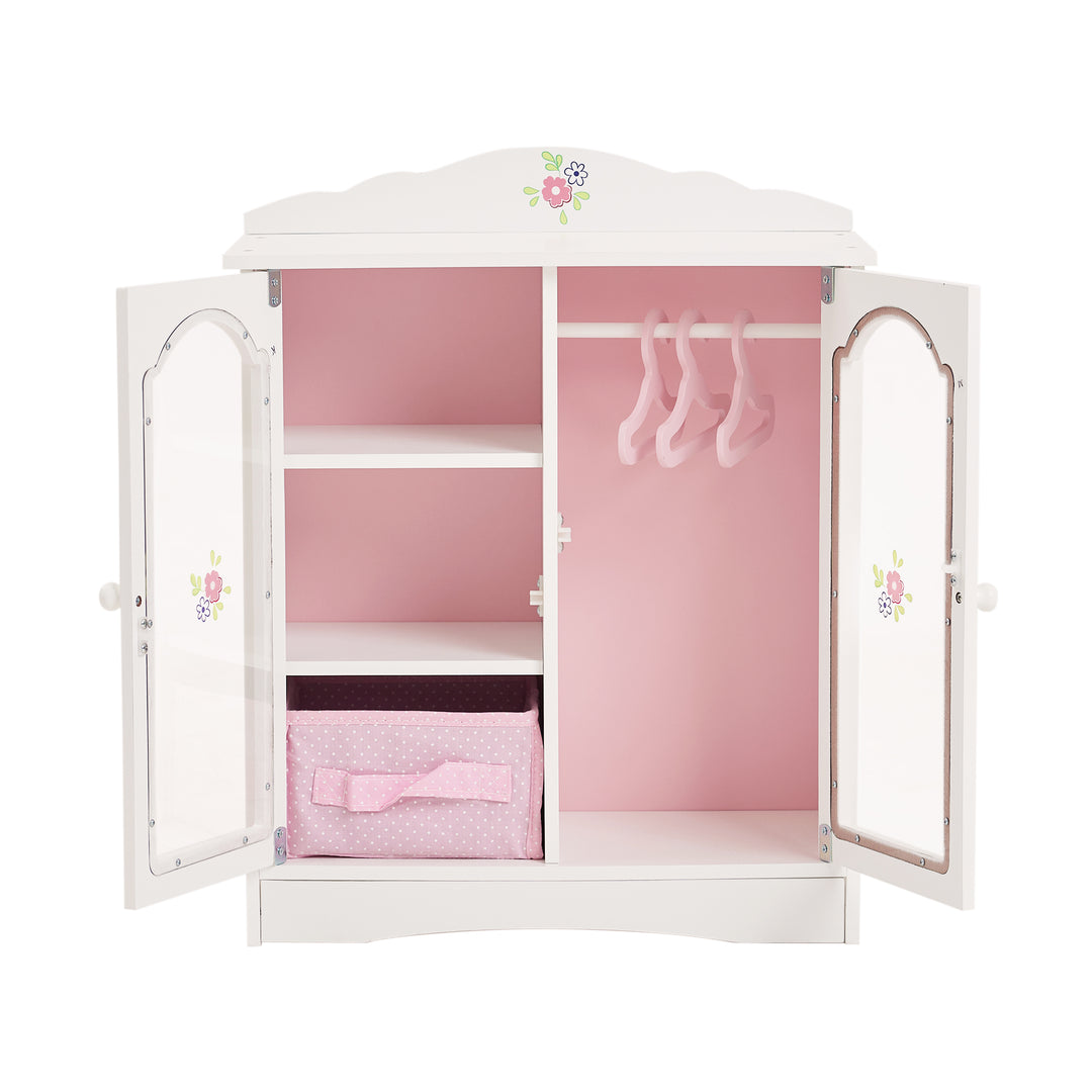 Olivia's Little World Little Princess Toy Closet with Hangers for 18" Dolls, Gray/Pink