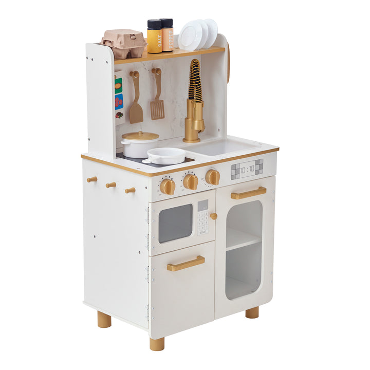 Children's Teamson Kids - Little Chef Memphis Small Play Kitchen, White/Gold with accessories.