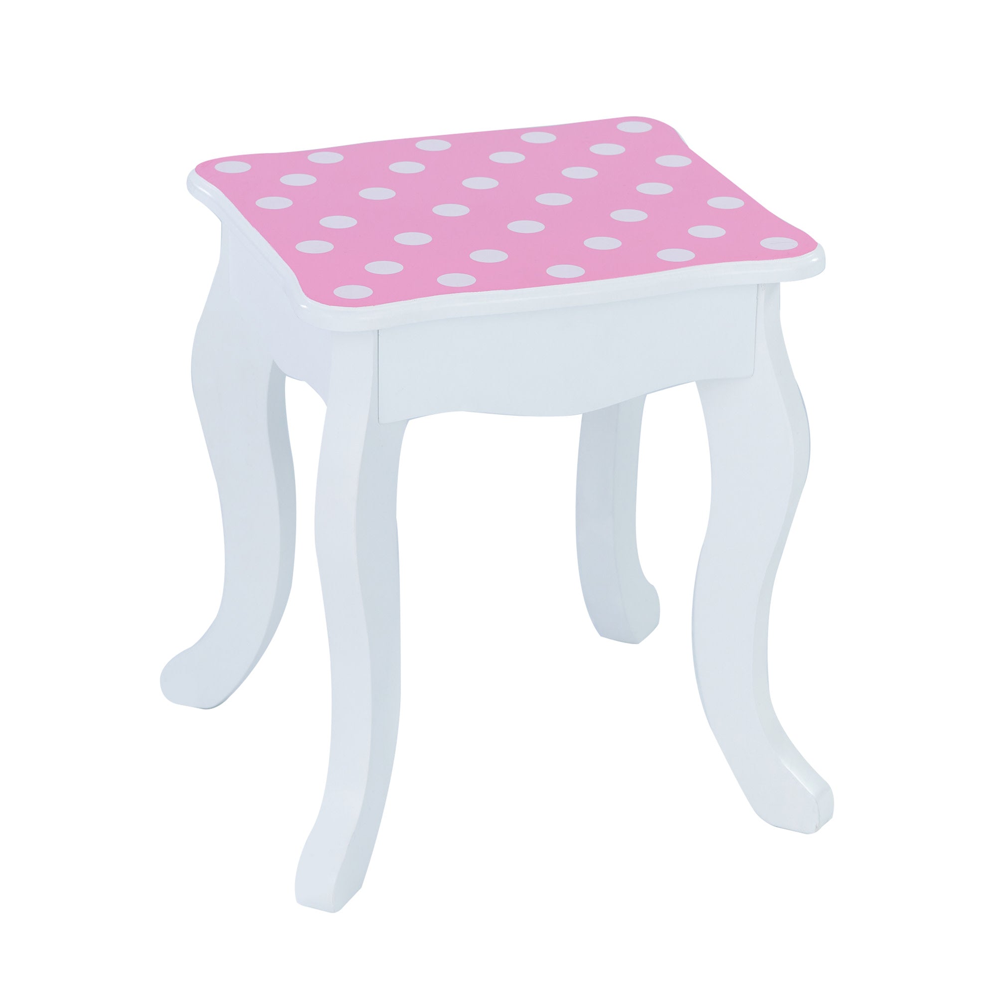 Fantasy Fields Gisele Polka Dot Prints Play Vanity Set with LED Mirror Light, Pink/White
