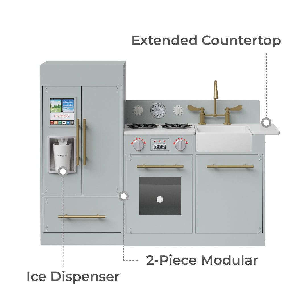 Teamson Kids Little Chef Charlotte Modern Play Kitchen, Silver Gray/Go