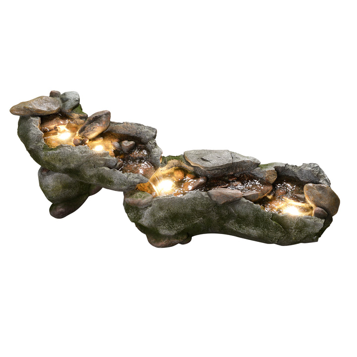 Riverstone Cascade Water Fountain Outdoor with LED Light
