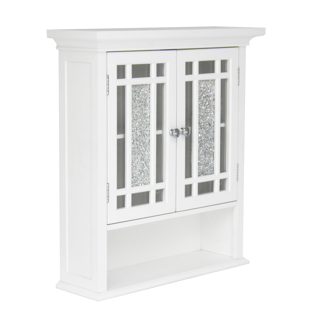 Teamson Home Windsor Removable Wall Cabinet with Glass Mosaic Doors, White