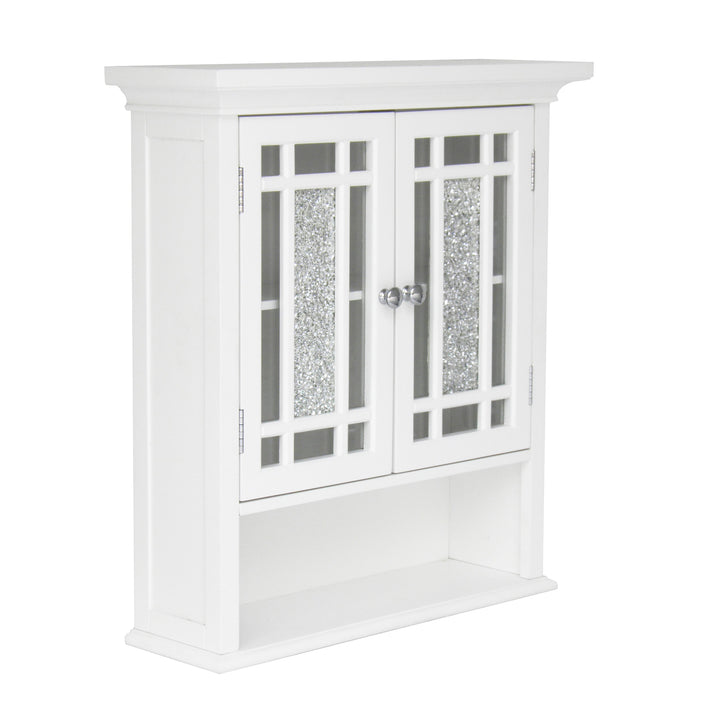 Teamson Home Windsor Removable Wall Cabinet with Glass Mosaic Doors, White