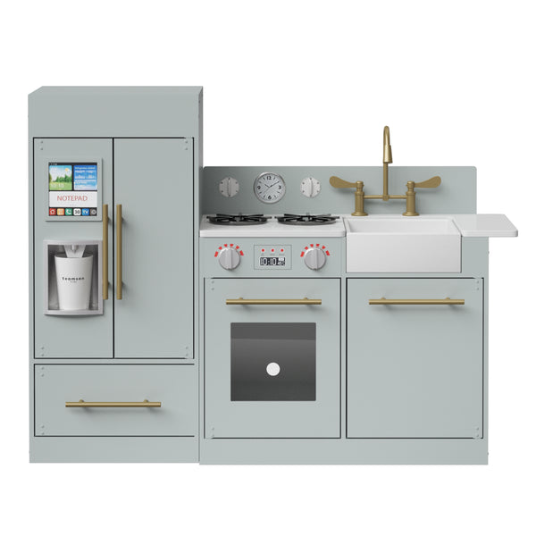 Teamson Kids Little Chef Charlotte Modern Play Kitchen, Silver Gray/Gold