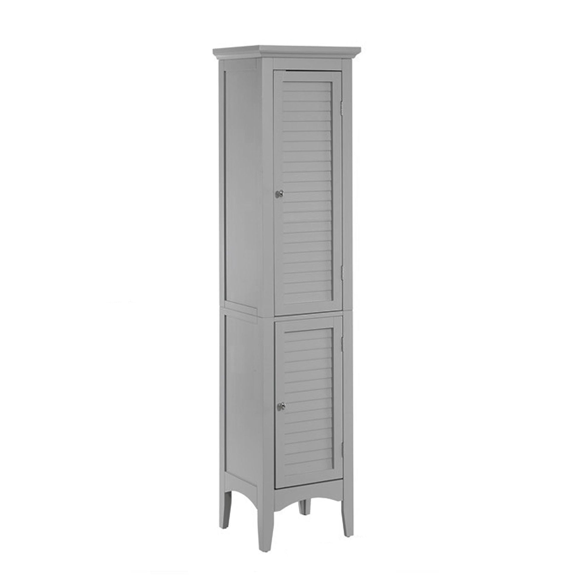 Teamson Home Glancy Freestanding Linen Tower with Two Faux Louvered Doors Gray Final Sale