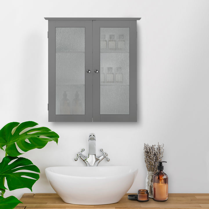Teamson Home Connor Removable Two-Door Wall Cabinet, Grey