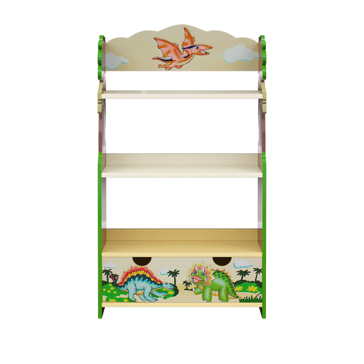 Fantasy Fields Dinosaur Kingdom Bookshelf with Storage Drawer, Multi