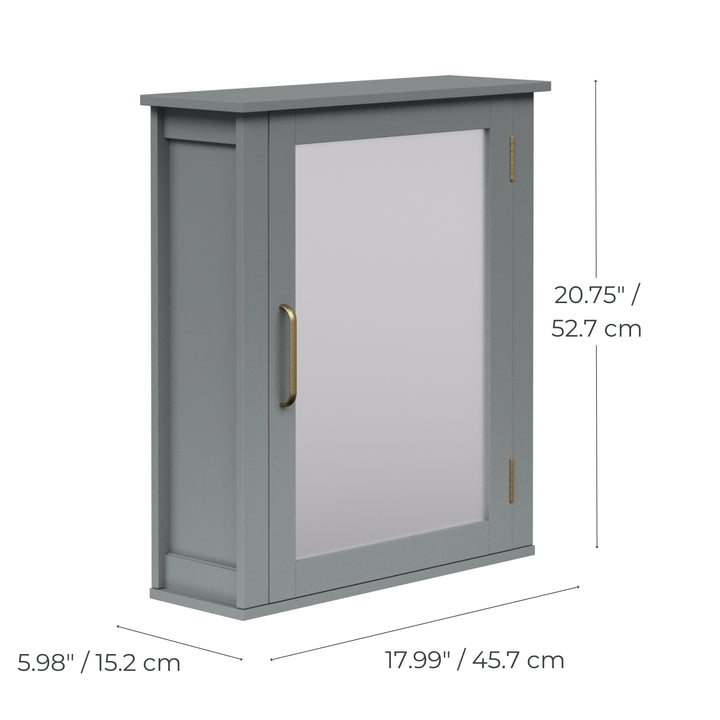 Teamson Home Mercer Removable Medicine Cabinet with Mirrored Door, Gray