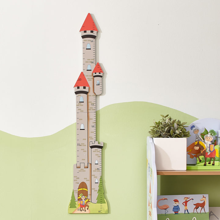 Knights and Dragons growth chart with Sand-colored towers with arched windows and red spires.