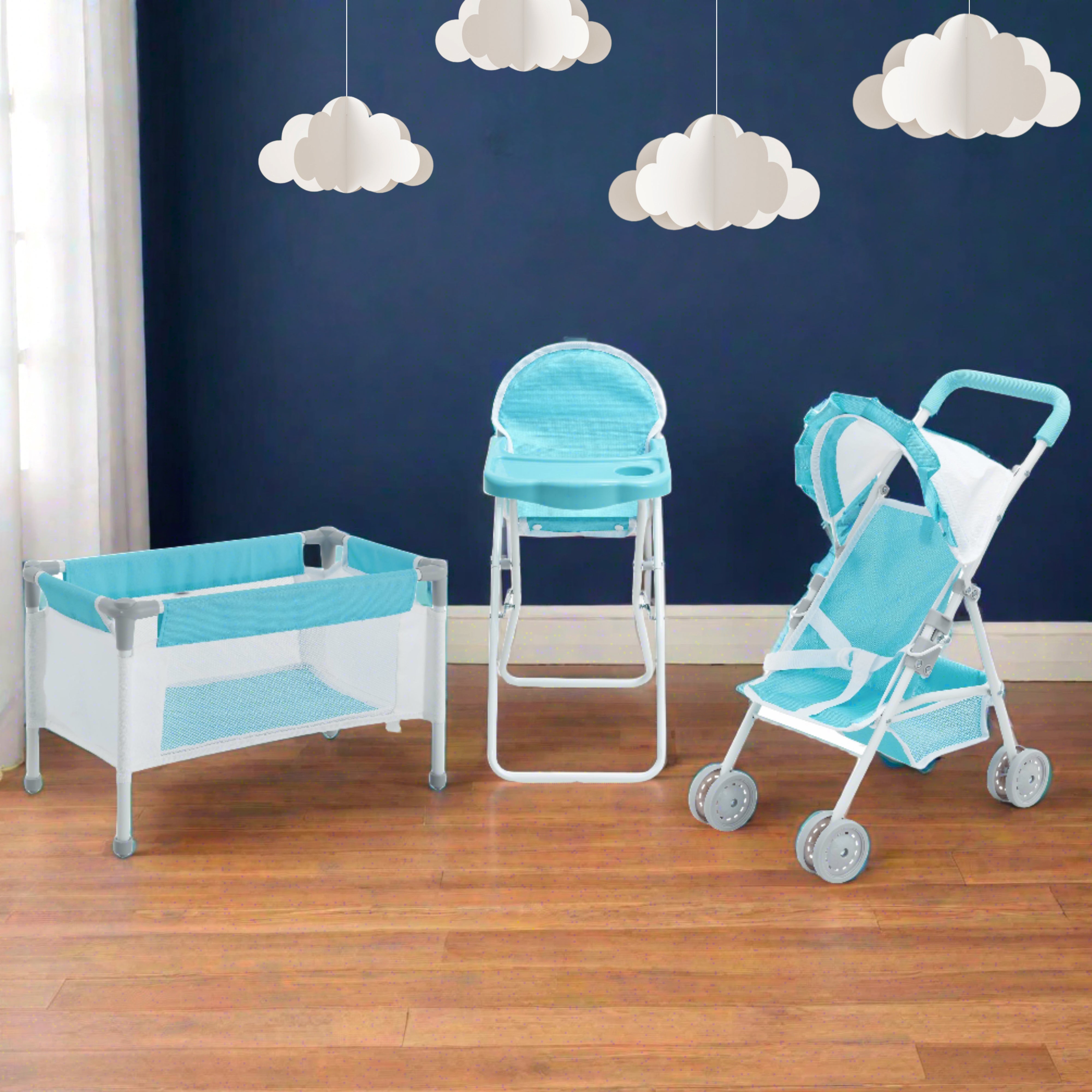 Olivia's Little World Baby Doll 3pc Nursery Set, Blue